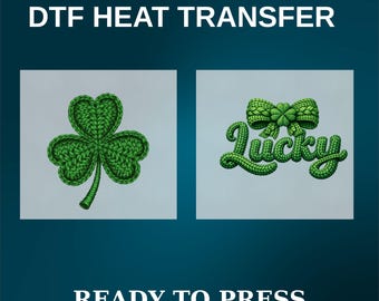 DTF Heat Transfer, Knitted Shamrock Lucky Personalized St Patrick Design