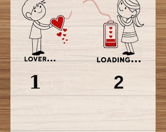 Couple DTF Heat Transfer Set, Lover Loading Design, Ready To Press Valentine Shirt Graphic