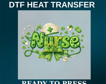 DTF Heat Transfer, St Patrick Nurse Personalized Name Ready To Press Design