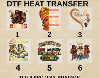 DTF Heat Transfer Bundle, Black History Afro Queen Designs, Ready To Press Digital Transfers
