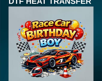 Race Car Birthday Boy DTF Transfer, Kids Racing Shirt Print