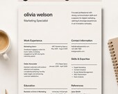 Modern Marketing Resume Template Canva CV Editable ATS Friendly Professional Job Application Instant Download Resume Design for Students