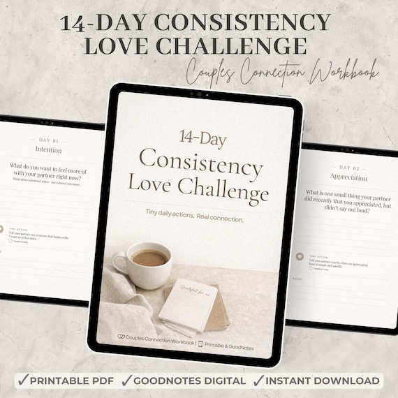 Valentine’s Day Couples Workbook Printable, Relationship Journal, 14-Day Love Challenge, Couples Journal PDF, GoodNotes Digital Download