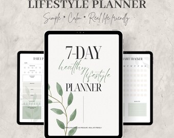 Healthy Lifestyle Planner Printable, 7-Day Habit Tracker, Weekly Wellness Planner, Routine Planner PDF, GoodNotes Digital Planner