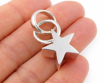 3D Star Pendant 925 Sterling Silver, Star Charm Necklace, Handmade Silver Jewelry, Celestial Pendant, Minimalist Gift for Her