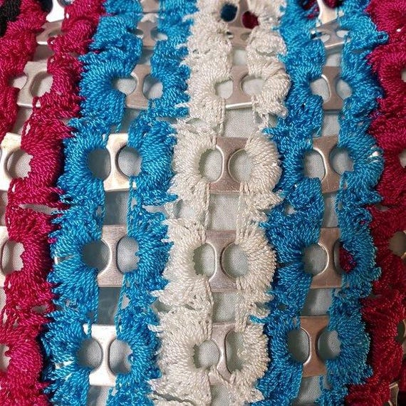 COOL Recycled Pop-top Striped Crochet Shoulder Bag Vintage