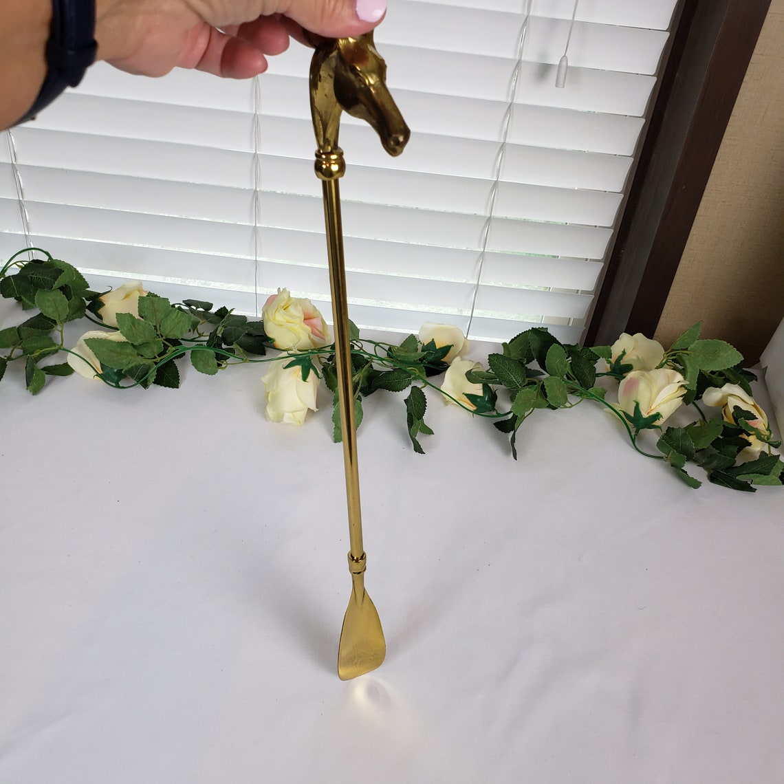 Vintage Brass Horse Head Figural 17 Shoe Horn Etsy