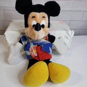 Vintage Disney Disneyland Mickey Mouse Floppy Plush Doll 15" Made in Korea image 1