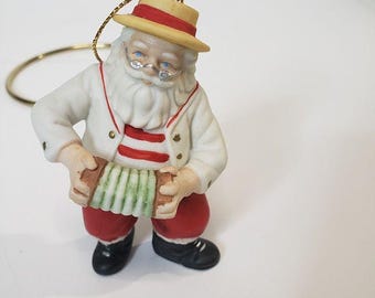 Vintage 90s Santa Around the World Italy Porcelain Christmas Ornament