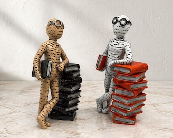 Estatua de lectora, decoración de libros, figura abstracta de lectura, escultura moderna minimalista de resina, regalo para amantes de los libros, decoración de escritorio para el hogar u oficina.