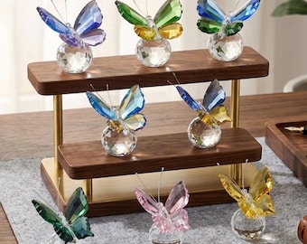 Estatueta de borboleta de vidro, decoração de borboleta de cristal, arte em vidro em miniatura, ornamento de borboleta colorido, ideia de presente de casamento.