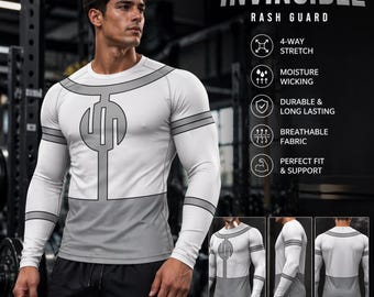 Camiseta de compresión de superhéroe para hombre, manga larga, protección contra erupciones cutáneas, camiseta invencible para entrenamiento en el gimnasio, top deportivo para MMA y BJJ, ropa deportiva para entrenamiento físico.