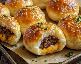 Garlic Parmesan Cheeseburger Bombs Recipe | Cheesy Stuffed Burger Bites (PDF Download)