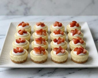 Receta fácil de mini cheesecakes / Vasitos de cheesecake cremosos horneados / Receta en PDF de descarga instantánea