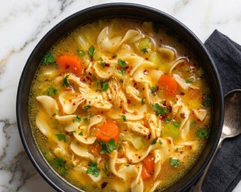 Classic Chicken Noodle Soup Recipe | Comforting, Easy Homemade Soup |Instant PDF Download