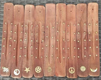 Rustic Wooden Incense Ski | Handmade Incense Stick Holder | Natural Wood Burner