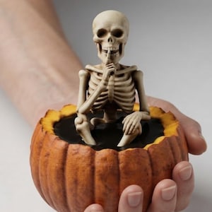 Skeleton in Pumpkin Planter - Spooky Halloween Succulent Pot - 3D Printable STL File.