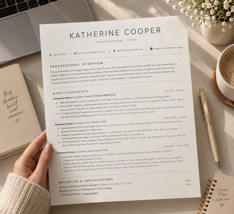 ATS Friendly Resume Template Word, Pages, Google Docs, ATS Resume, ATS ...