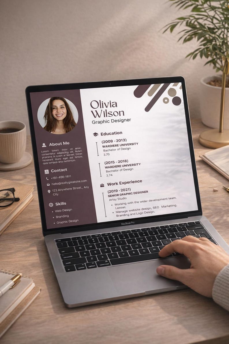 Resume Template Canva With Cover Letter - Etsy