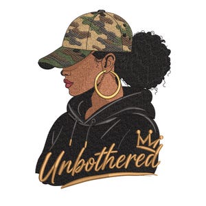 Unbothered Black Woman Embroidery | Melanin Queen African American History Month Design