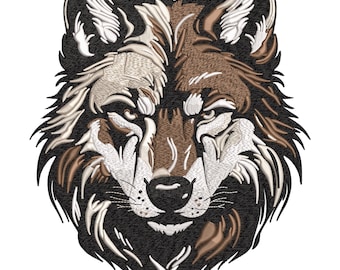 Wild Wolf Head Embroidery Design, Forest Animal Pattern (Digital File)