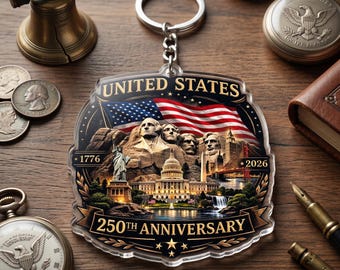 United States 250th Anniversary Keychain - Premium Semiquincentennial 1776-2026 Keyring - US Patriotic Commemorative Keychain