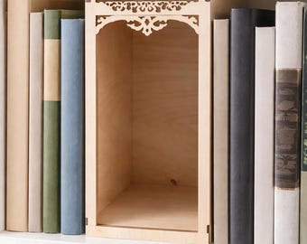 Träbokskrok DIY-kit för miniatyrbokhylla