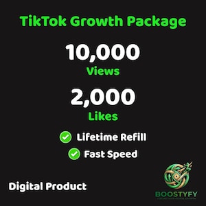10,000 Views + 2,000 Likes | TikTok Growth Package | TikTok Viral Growth Pack | Lifetime Refill | Social Media Boost by Boostyfy