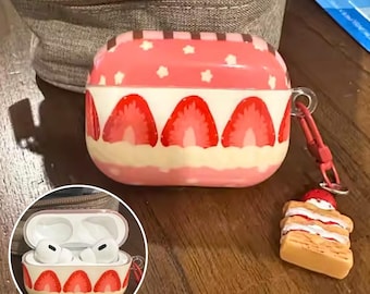 Strawberry Airpod Case, Fruit Case With Cake Charm, Airpod Pro 3 Case, For Airpod 1 2 3 4 Pro 2, Food Lover Gifts