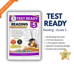 Sistema de lectura de 5.º grado / Hojas de trabajo de preparación para exámenes bilingües en inglés y español (descarga digital en PDF)