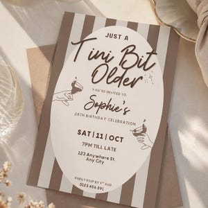 Espresso Martini Birthday Invitation, Tini Bit Older Cocktail Party Template (Digital Download)