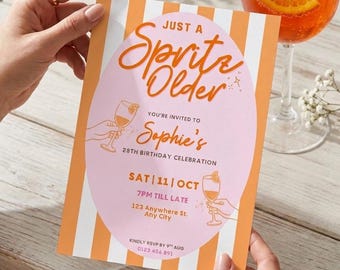 Aperol Spritz Birthday Invitation – Custom "Just a Spritz Older" Party Template (Digital Download)