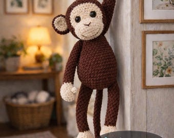 Amigurumi Monkey Crochet Pattern – Giant 60cm Plush Toy PDF