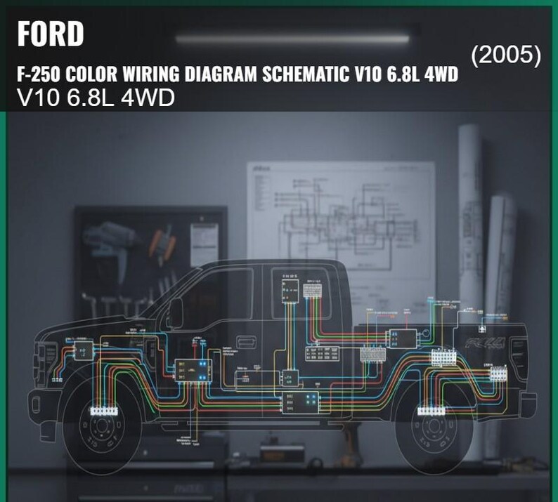 FORD F250 2005 Color Wiring Diagram Schematic V10 6.8l 4wd