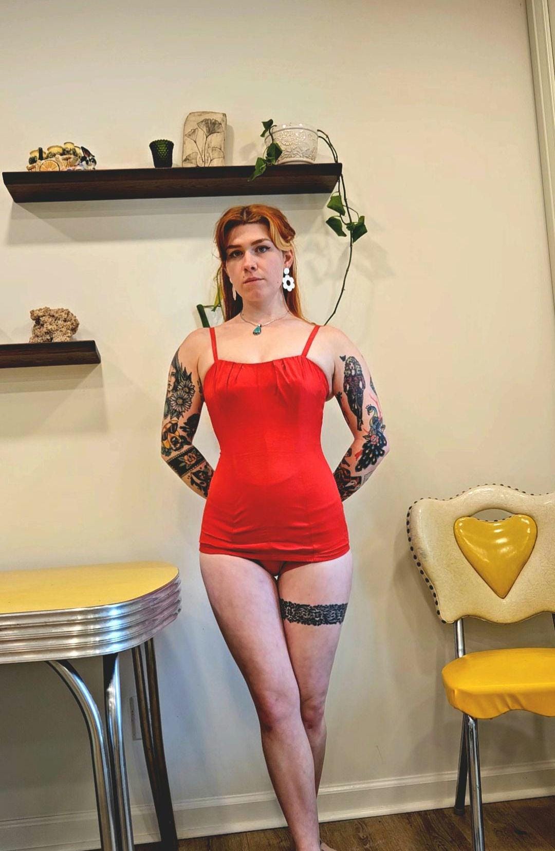Classic Red 1950s Vintage Swimsuit - Etsy