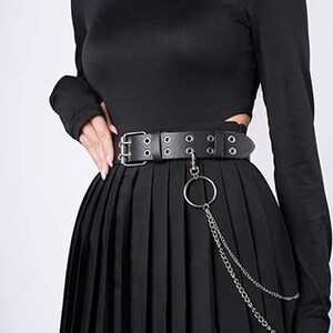 Black O-Ring Studded Belt for Women - Fashion Accessory O Ring Belt: Gothic Punk Rock Studded Faux Leather Belt - Etsy main image 4