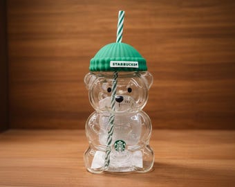 Starbucks Bear Glass Cold Cup, Limited Edition Bearista Tumbler, Reusable Iced Drinkware