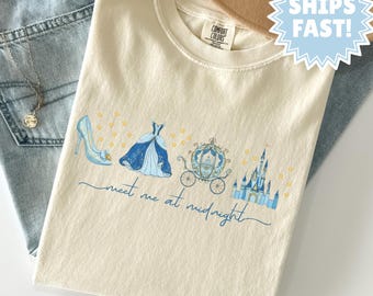 Treff mich um Mitternacht Shirt, Retro Cinderella Comfort Farben Tshirt, Disney Cinderella Vintage T-Shirt, Prinzessin Party Geschenk, Disney Girls Trip 2026