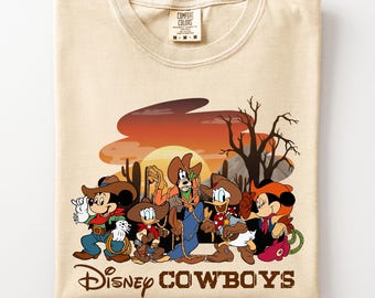 Vintage Micky und Freunde Shirt, Disney Cowboys Grafik T-Shirt, Retro Micky Disneyworld Tshirt, Komfort Farben Walt Disneyworld 2026 T-Shirt