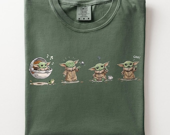 Komfort Farben Grogu Shirt, Baby Yoda TShirt, Star Wars Grafik T-Shirt, The Mandalorian & Grogu Film T-Shirt, Geschenk für Star Wars Liebhaber