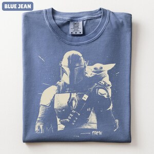 Vintage Mandalorian och Grogu-skjorta Star Wars-grafik-t-shirt Retro Star Wars-t-shirt Komfortfärger Mandalorian-t-shirt Mandalorian-filmskjorta bild 5