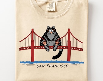 Camiseta vintage com estampa de gato do Ryan Gosling, camiseta com estampa do Projeto Hail Mary, camiseta retrô com estampa de gato da Ponte Golden Gate, camiseta Comfort Colors Ryland Grace.