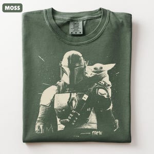Vintage Mandalorian och Grogu-skjorta Star Wars-grafik-t-shirt Retro Star Wars-t-shirt Komfortfärger Mandalorian-t-shirt Mandalorian-filmskjorta bild 4