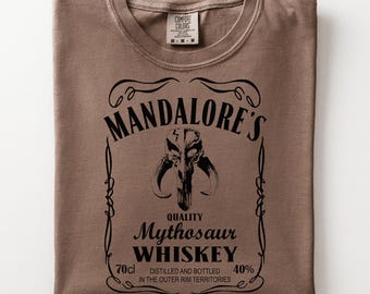 Vintage Mandalores Wiskey Shirt, mandalorianisches Grafik-T-Shirt, 90er Jahre Jack Daniels T-Shirt, Comfort Farben Star Wars Shirt, Geschenk für mandalorianischen Fan