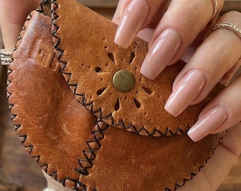 Handmade Leather Coin Pouch | Minimalist Earbud & Key Case