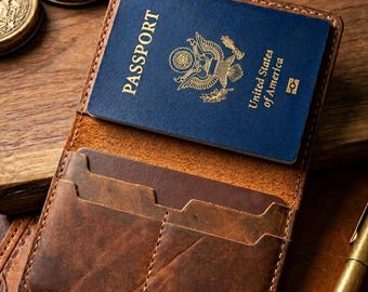 Handmade Crazy Leather Passport Holder, Rustic Travel Wallet, Traveler Gift