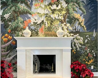 Mural pintado a mano con paisaje de jardín de flores silvestres, panel de papel pintado botánico vintage con diseño personalizado.