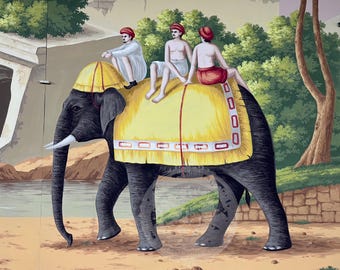Hand-Painted India Panoramic Wallpaper Mural - Early View of India, Customizable