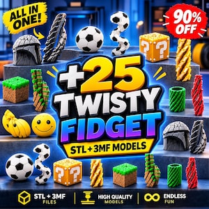 25+ Twisty Fidget STL Bundle | Transforming Fidget Toy Pack | Articulated 3D Print Models | STL & 3MF Files | Sensory Desk Toys