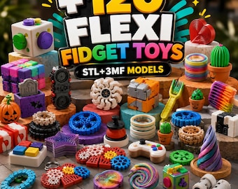 120+ Flexi fidget toys STL Pack - 3D Printer Files Bundle